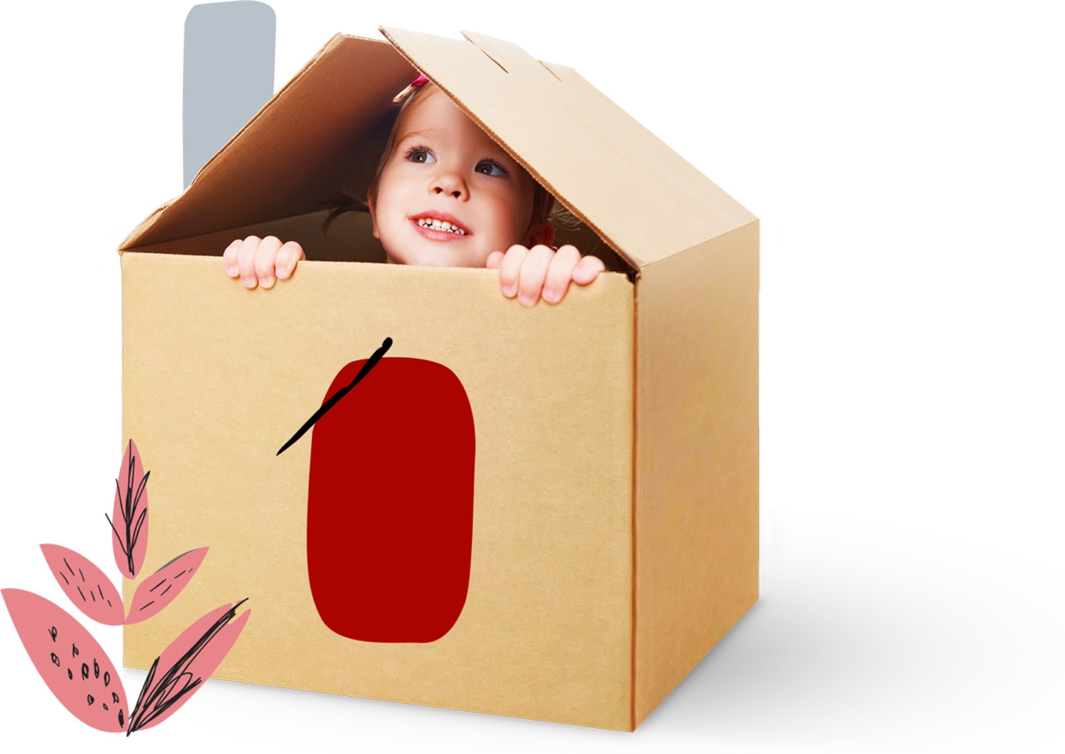 Kid peeking from inside a cardboard box